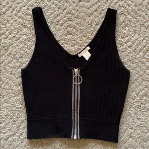 XS H&M Zip-Front Knit Crop Top